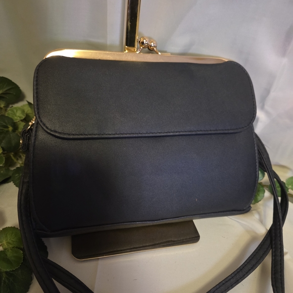 Trendy Blue Kiss Lock Wallet Crossbody Purse Gold Frame Clutch Shoulder Bag - Picture 2 of 16